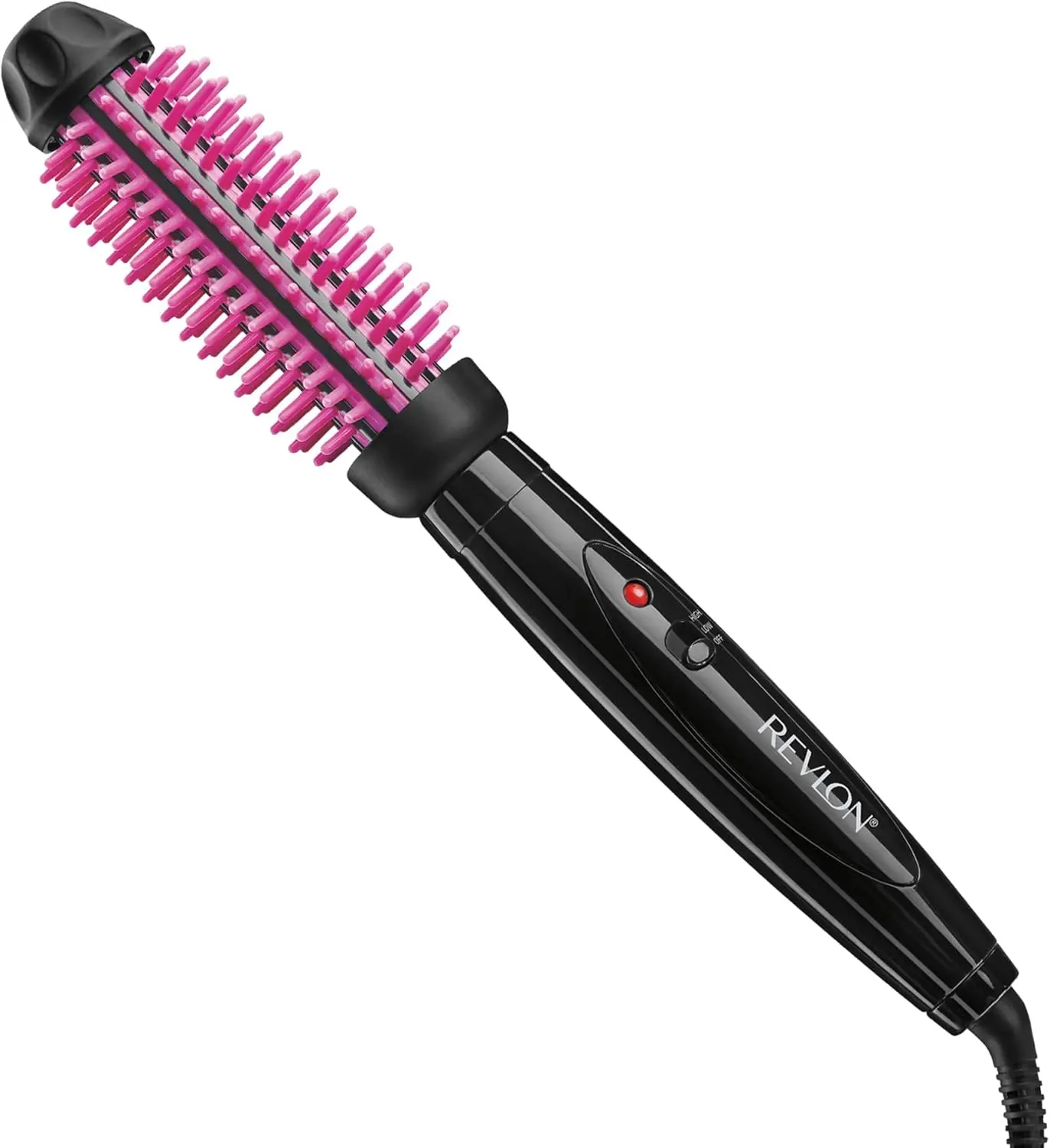 REVLON Silicone Bristle Heated Hair Styling Brush - Haircare Tool with 1" Barrel, Smoothing Effect, Fast Styling, Long-Lasting Volume for Full Body Styles (Black/Pink)