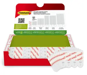 Poster Strips, Damage Free Hanging Poster Hangers, No Tools Wall Hanging Strips for Posters, 64 White Command Adhesive Strips