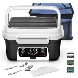 5-Sided Surround Heating Cordless Lunch Box 20000mAh Rechargeable 6.3 Cups Large Capacity with Timer Function & Removable Divider for Hot Meals Insulated Portable Tableware