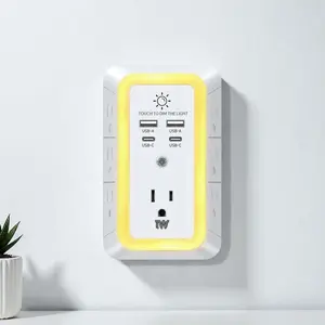 Multi Plug Outlet Extender with USB Wall Charger, Surge Protector Power Strip - 7 AC Outlets & 4 USB Ports (2 USB C), 1680J Overload Protection, Night Light for , Office, Travel