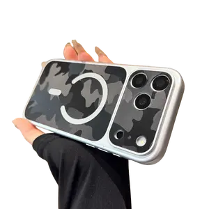 New Magsafe Magnetic Camouflage Leather-Textured Phone Case, Compatible with iPhone 17/16/15/14/13 Pro Max—A sleek, premium-feeling case with a large display window and drop protection