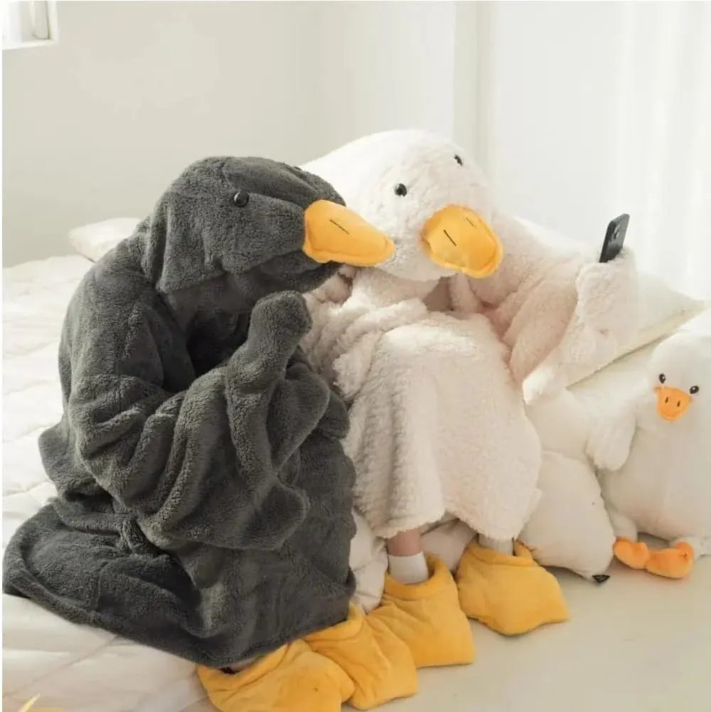 Snuggy Goose Hooded Fleece Robe – Funny Goose Plush Hoodie Blanket Wearable, Cozy Animal Pajama Costume, Soft Warm Winter Loungewear for Adults & Teens, Cute Gift Idea