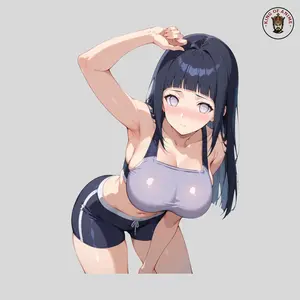 Hinata Hyuga Workout Anime Sticker, Hinata Waifu Fan Art Gym Girl Decal, Anime Waifu Sticker