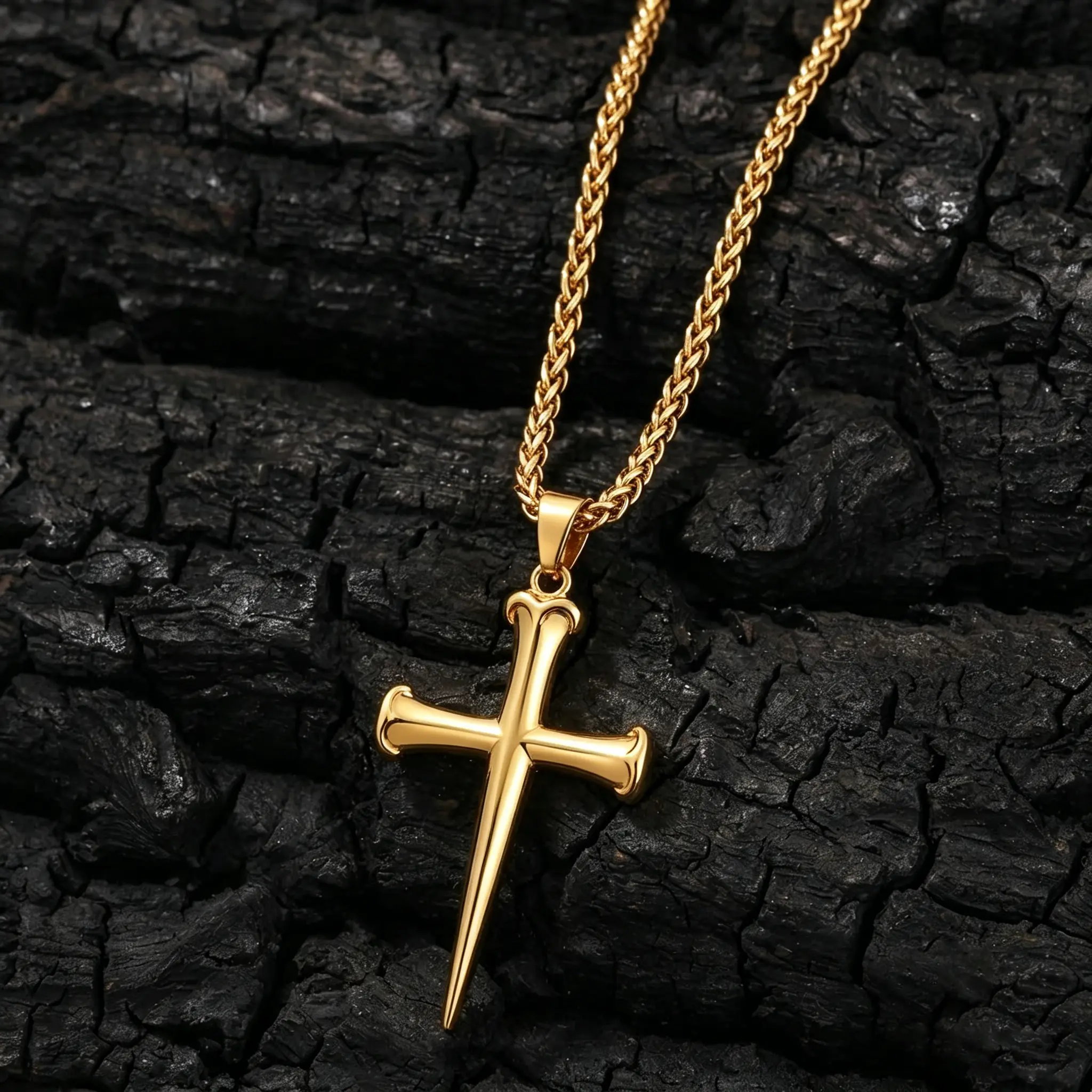 Stainless Steel Cross Necklace for Men - 1.57*2.56 inch Cadmium-Free Religious Pendant, Minimalist Casual Charm for Birthday Gifts (Boyfriend, Father)