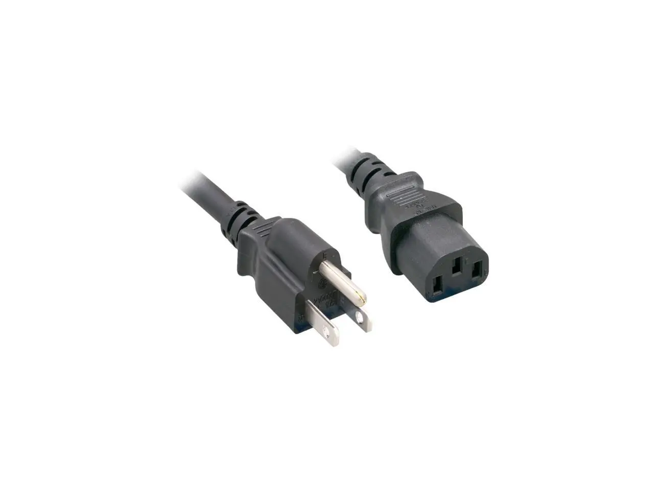 Nippon Labs 18 AWG Standard Power Cord NEMA 5-15P to C13, SVT, 10A, 125V, NEMA5-15P/IEC320 C13, 2ft. Black Cable