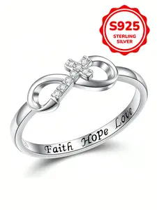 1 PC Elegant 925 Sterling Silver Cubic Zirconia Rings Beautiful Rings Party Jewelry for Mother's Day Gift Fine Jewelry Engraved Ring Elegant Everyday Ring