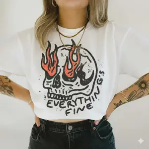 Comfort Colors Everything Is Fine Shirt Skull Tee Boho Vintage Tee Trendy Graphic Tee Skull Rebel Rock n Roll Grunge Edgy Outfit Boho Hippie