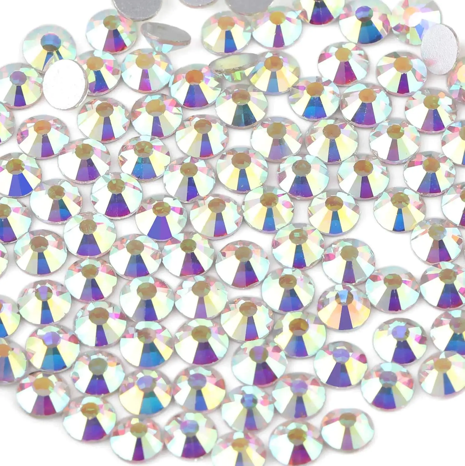 Flat Back Crystal Rhinestones Round Gems for Nail Art and Craft Glue Fix, CrystalAB (4.6-4.8mm) SS20/1440pcs, Valentines Day giftChristmas