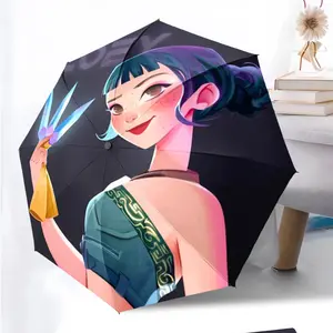 KPop Demon Hunters Zoey03 Anime pattern printed new umbrella, 1 self-folding umbrella, portable foldable travel umbrella, outdoor umbrella, Christmas birthday festival gift