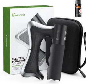 Heated Muscle Scraper, 3 Adjustable Intensity Modes with LED Display, 38-46℃ Warm Therapy & Vibration, Full Body Use Ergonomic Design, Rechargeable Wireless (Black)