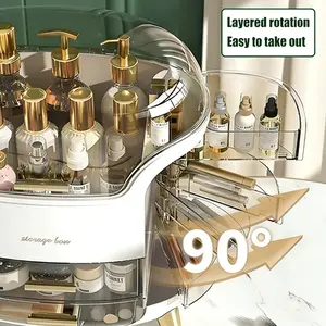 UFORU Large Makeup Organizer, Countertop Vanity Organizer, Waterproof & Dustproof Skincare Storage for Bedroom & Bathroom, Clear Multi-Style Design