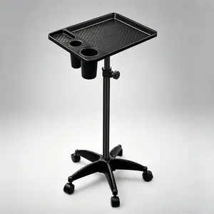 Height-Adjustable Salon Utility Cart with 360° Casters, Large Trays, and Multi-Purpose Home Organizing Use