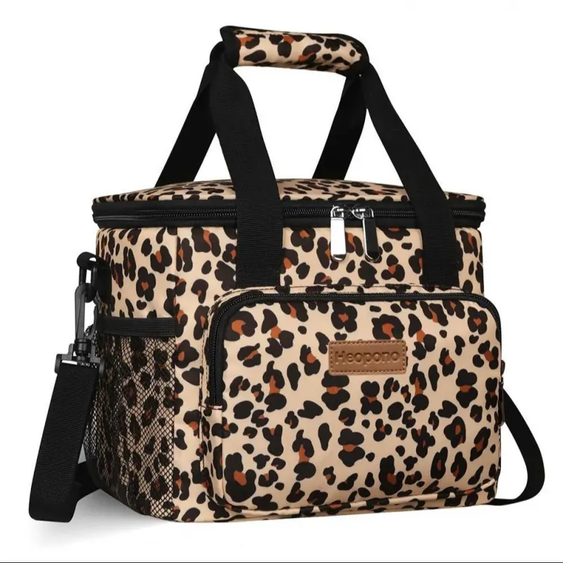 Leopard Print Lunch Bag, 1 Count Large Lunch Bag with Adjustable Shoulder Strap, Insulated Lunch Box for Work Office Picnic,dorm room inspo,college dorm essentials,dorm haul