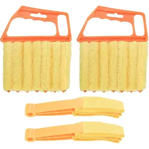 4 count Window Venetian Blind Cleaner Duster Tool, Include 2 count 7 Finger Blind Duster Brush & 2 count Shutter Cleaner Brushes, Blinds Cleaning Brush Tool for Blinds Air Conditioner Vent Keyboard