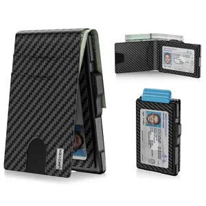 umoven Wallet for Men - Pop Up Case, Cash Slot, and Credit Card Slot - Slim Aluminum Wallet with RFID Blocking, Minimalist Leather Wallet Front Pocket with ID Window, Gift Box