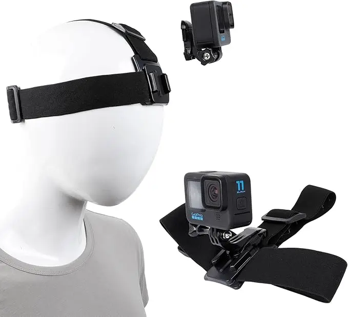 PellKing ABS Quick Release Adjustable Strap Sports Camera Head Mount, Detachable Clip, Ride-Stable Grip, Compatible with GoPro Hero 13-5 Black, Insta360 X3-RS R, DJI Osmo Action 5-2, Durable Climbing Helmet Stabilizer for Video Recording