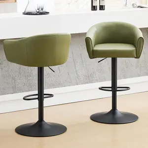 FIRAVOE Bar  Set of 2-4,  Barstools with Back and Arms, Adjustable Faux Leather Bar Chair 24" to 34", Upholstered Island  for Bar, Kitchen, Counter