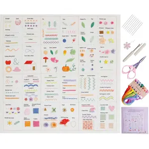 Beginners Stitch Practice Kit, 82 Different Stitches, Stitch Sampler Kit for Craft Lover,Printed Embroidery Design Patterns, Full Range Accessories