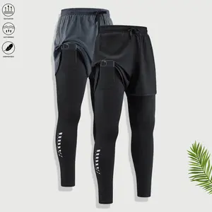 Men’s 2-piece gym pants set, specially designed for fitness training, featuring a phone pocket, high-elastic fabric, breathable and comfortable