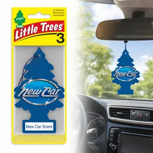 Little Trees Air Freshener New Car Scent Fragrance,new car scent,car interior,hanging card,leather,white florals,cool metallics,powdery musk,long lasting,7 week release,slow fragrance release,small spaces,commute,rideshare,road trips,car freshener