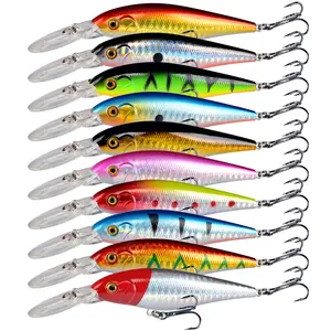 2026 New 10Pcs Minnow Fishing Lures Set Shallow Diver Jerkbait with Built in Sonic Vibrations Life Like Bionic Swimbait with Sharp Treble Hooks for Bass Trout Walleye Saltwater & Freshwater