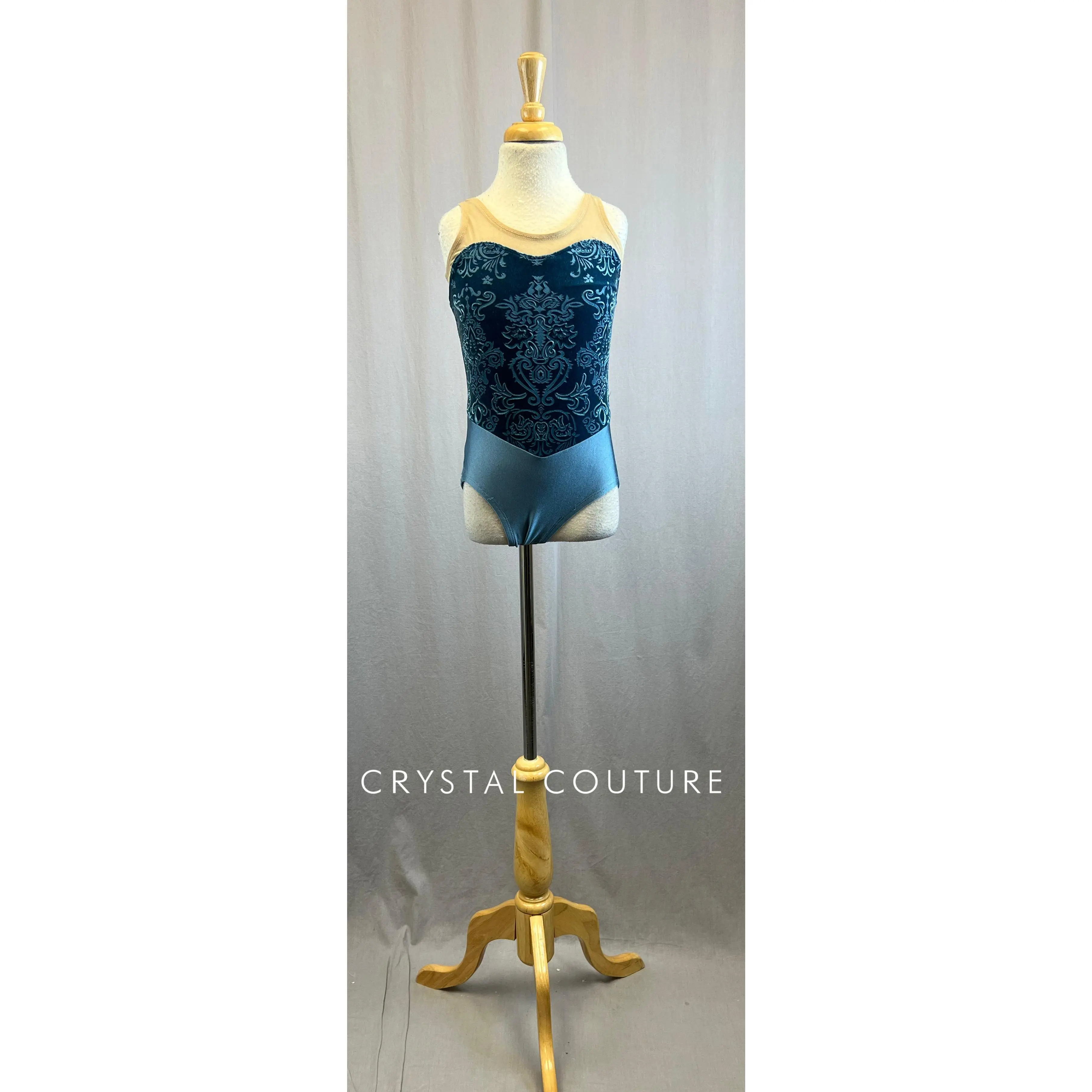 Custom Steel Blue Lycra and Velvet Leotard