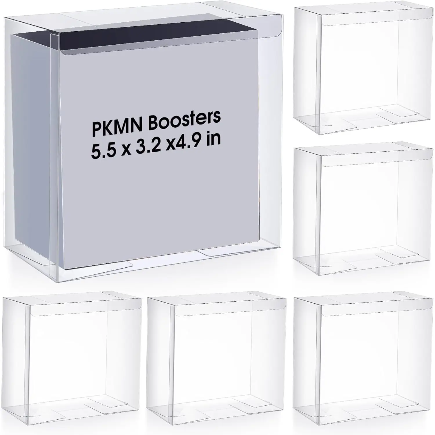 6 Pack Plastic Booster Box Protector 0.50mm Thick Clear Display Box Plastic Display Case Compatible with English Modern Booster Boxes Collectors Cards Protector Card Hobby Box TCG Storage Trading Card Storage