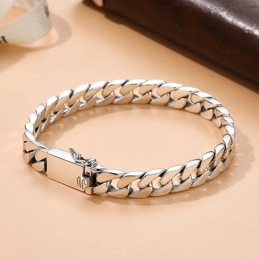 Men's Cuban Chain Bracelet, an Exquisite Vintage-Inspired Piece in 925 Sterling Silver, Classic & Stylish Accessory, Bracelets Jewelry, Exquisite Bracelet, Cuban Link