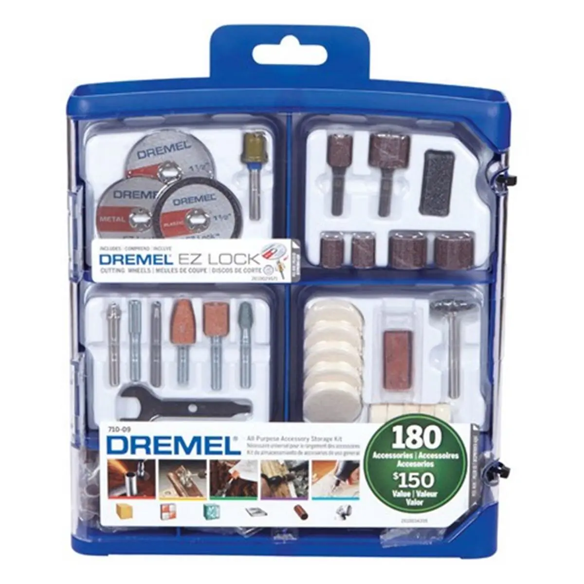 Dremel 710-09 180-Piece All-Purpose Rotary Tool Accessories Kit, for Cutting Tasks and Metal Part Work, Home Tool Set, Tool Kit Set