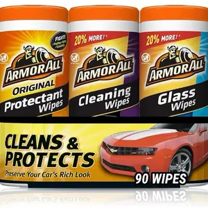 Armor All Protectant, Glass and Cleaning Wipes, Wipes for Car Interior and Car Exterior, 30 Count Each (Pack of 3)