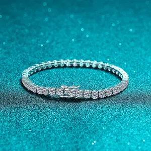 Tennis Bracelet D Color VVS Round Cut 4mm 18K Gold Plated Men'sand Women's 4mm Fashion Bracelet Sizes rangefrom 7 to 8 inches.Birthday gift.TikTokShopBlackFriday