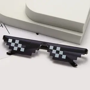 Mosaic Party Sunglasses for Men & Women, Trendy Square Sunglasses, Pixel Retro Gamer Robot Style Shades, Cool Retro Sunglasses for Gifts