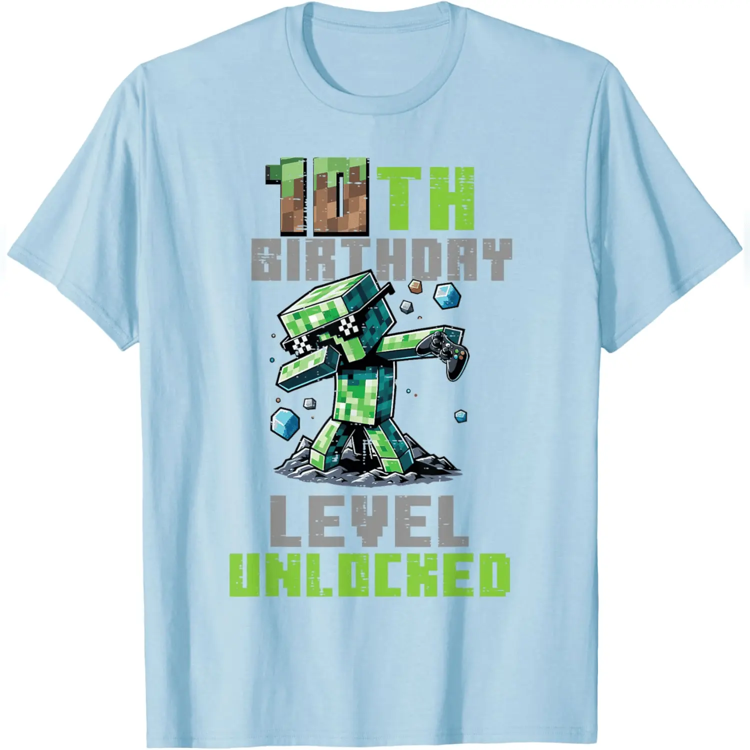 10th Birthday Level Unlocked Dab 10 Bday Gamer T-Shirt Everyday Cotton T-Shirt