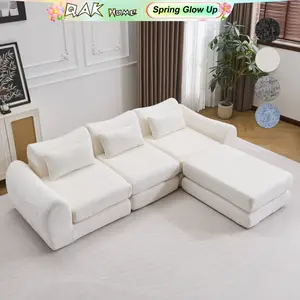 104.72" Multiple Modular Cloud Sofa Bed, Sectional Boneless Couch with Chaise for Living Room/Bedroom, Sofa No Assembly, 8 Modules Combined