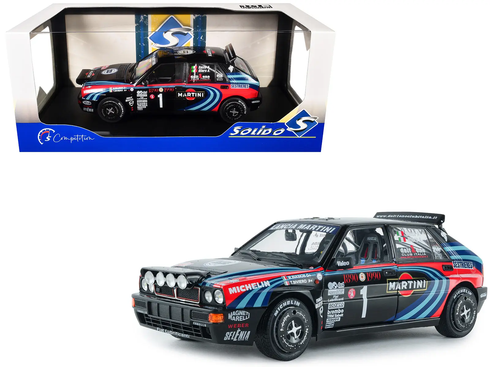 Lancia Delta HF Integrale #1 Miki Biasion Martini Racing Rallye Monte Carlo FIA Historic Rally 1/18 Diecast Model Car by Solido