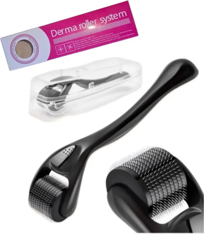 Derma Roller System for Hair Loss and Fast Beard Growth - Black Color