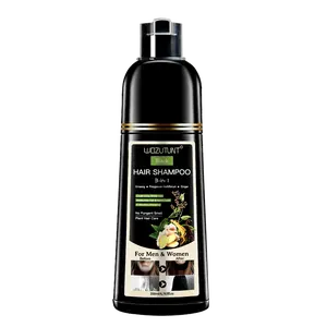 200ml 3-in-1 Black Hair Dye Shampoo Ginseng Covers Gray Hair Natural Plant Haircare Gentle Silky Smooth Coloring Convenience Revitalizes Conditioner