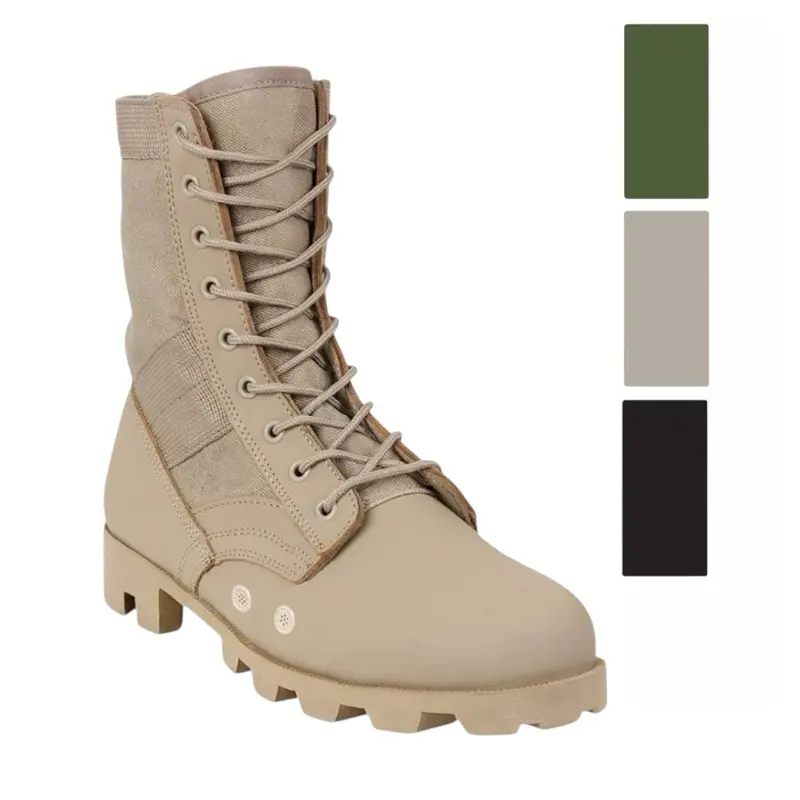 ROTHCO Men's 8-In Military Style Tactical Jungle Boots - Desert Tan Leather & Canvas Closed-Top Footwear, Rubber Outsole, Breathable Fabric, Preppy Design, Hot Weather Walking Shoes