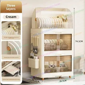 Kitchen Bowl Rack with Lid, Countertop Dish Rack, Tableware Storage Box, Household Organizer, Durable Kitchen Utensil Holder, Three Layers, Perfect for Organized Home Use