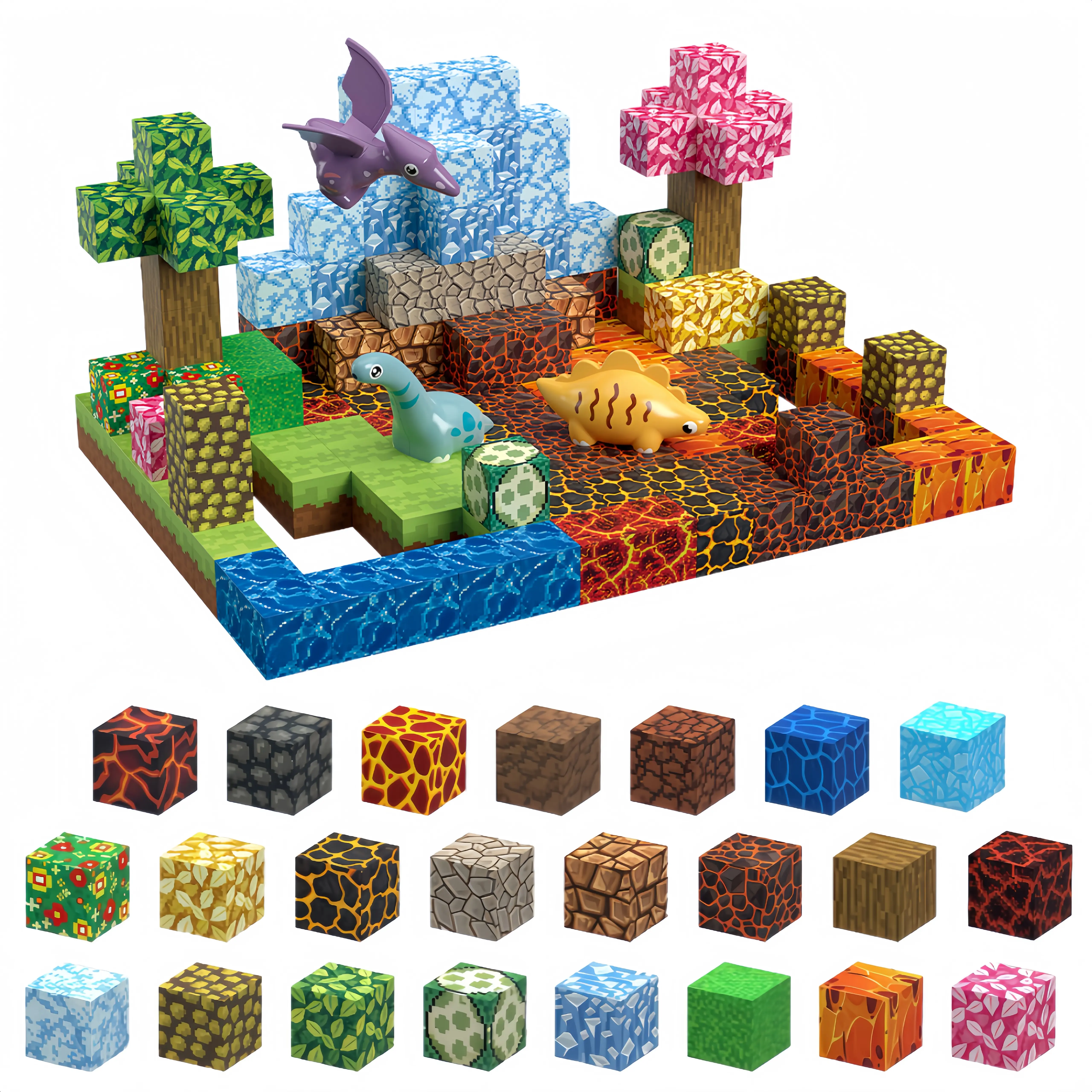 Magnetic Blocks Pixel Design 205PCS- Magnetic Building Blocks Magnetic Tiles Stacking, Build Magnet World Set, STEM Montessori Sensory Toys magnet blocks Cubes Creativity Outdoor fun magnetic blocks
