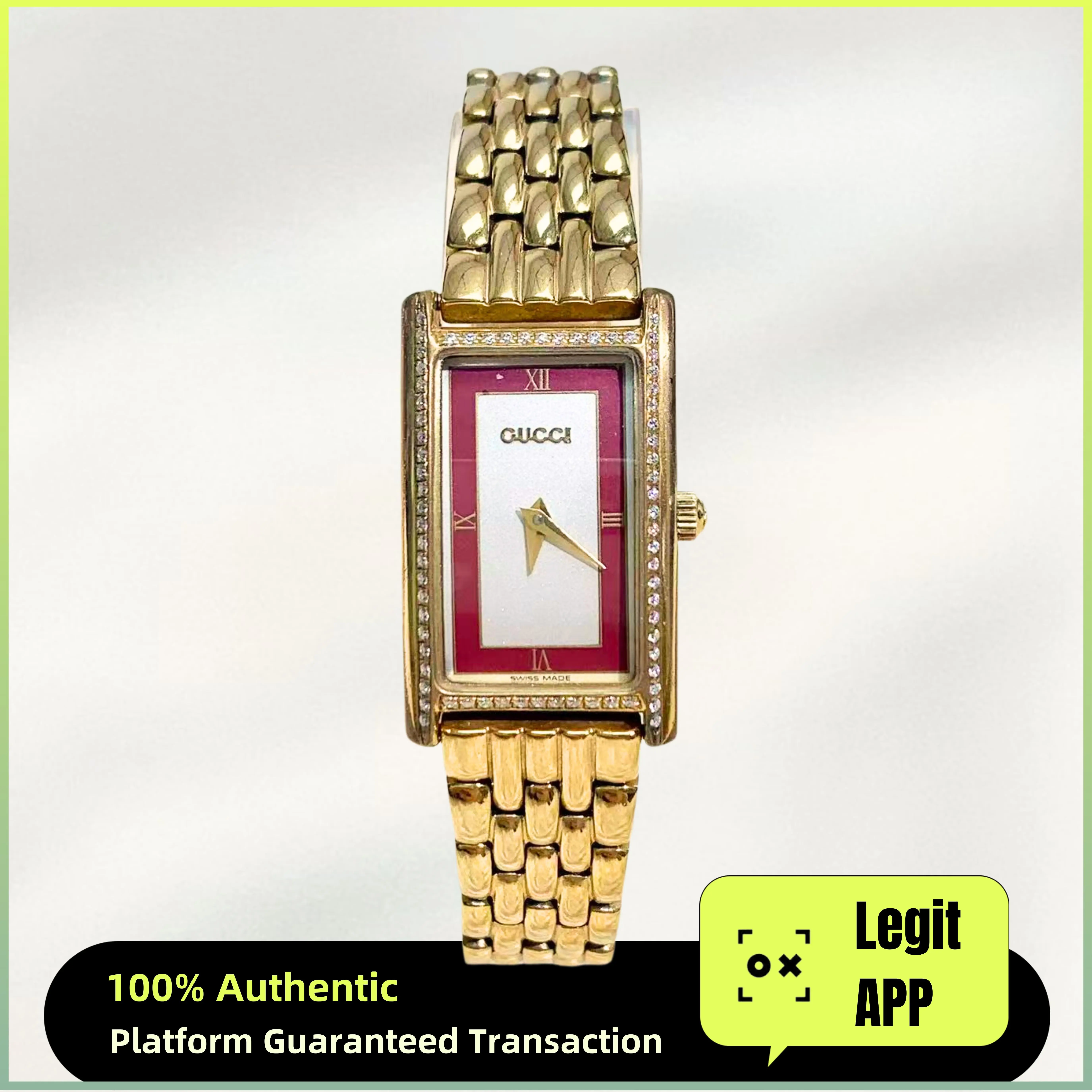 Gucci Vintage 19mm Gold Plated Quartz - Red&White Dial Ladies Watch 11892349