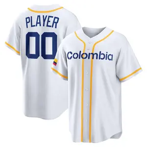 Custom Colombia Baseball Jersey, White Classic #Baseballjersey