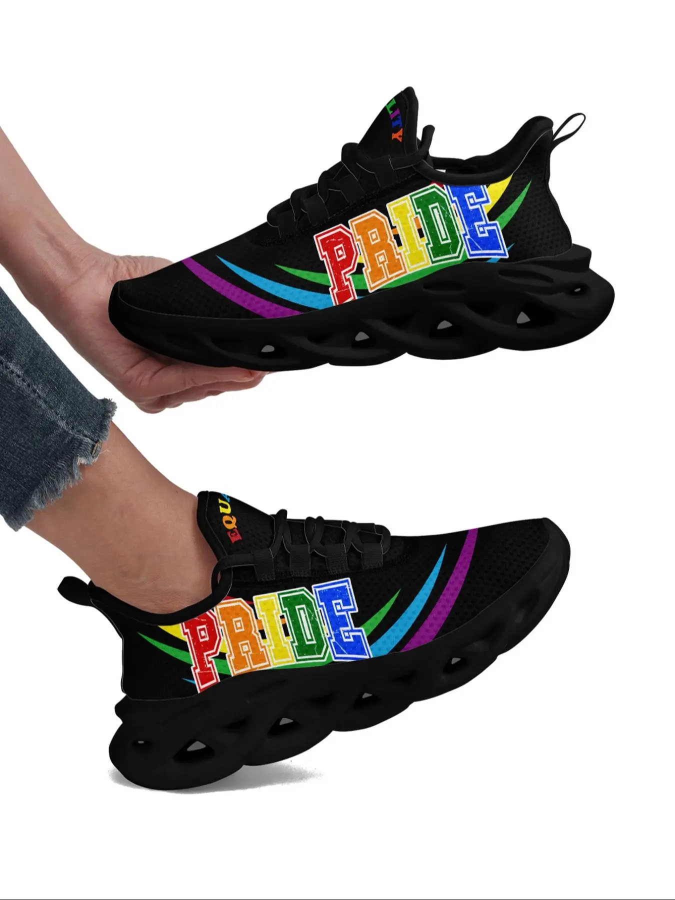 Pride Month Wide Fit Casual Sports Graphic Print Sneakers for Men, Trendy Sneakers, Fashion Sneaker, Lgbt Rainbow Stripe Design, Non-Slip Durable Sole, Gym Training and Walking Shoes for All Seasons, Footwear Sneakers