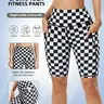 Women's Plaid Print Tight-Fitting, Two Pockets, Casual Summer Wear, Comfortable and Stylish, Stretchy Shorts