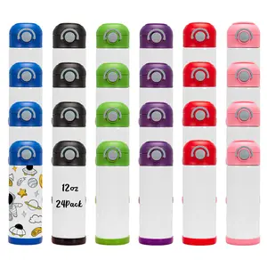 ZREGGUR Mixed coloer 12oz sublimation tumbler kids sippy cup blank stainless steel  kids water bottle for school toddler cups spill proof with straw and lid