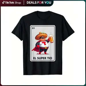 Mexican Uncle Drinking Lover Tio El Tio Mexican Bingo Card T-Shirt, 100% Cotton Uncle T-shirts for Men Women, 180g, round neck, black, size S-XXXL Airbrush Streetwear Tee Casual Style Tee