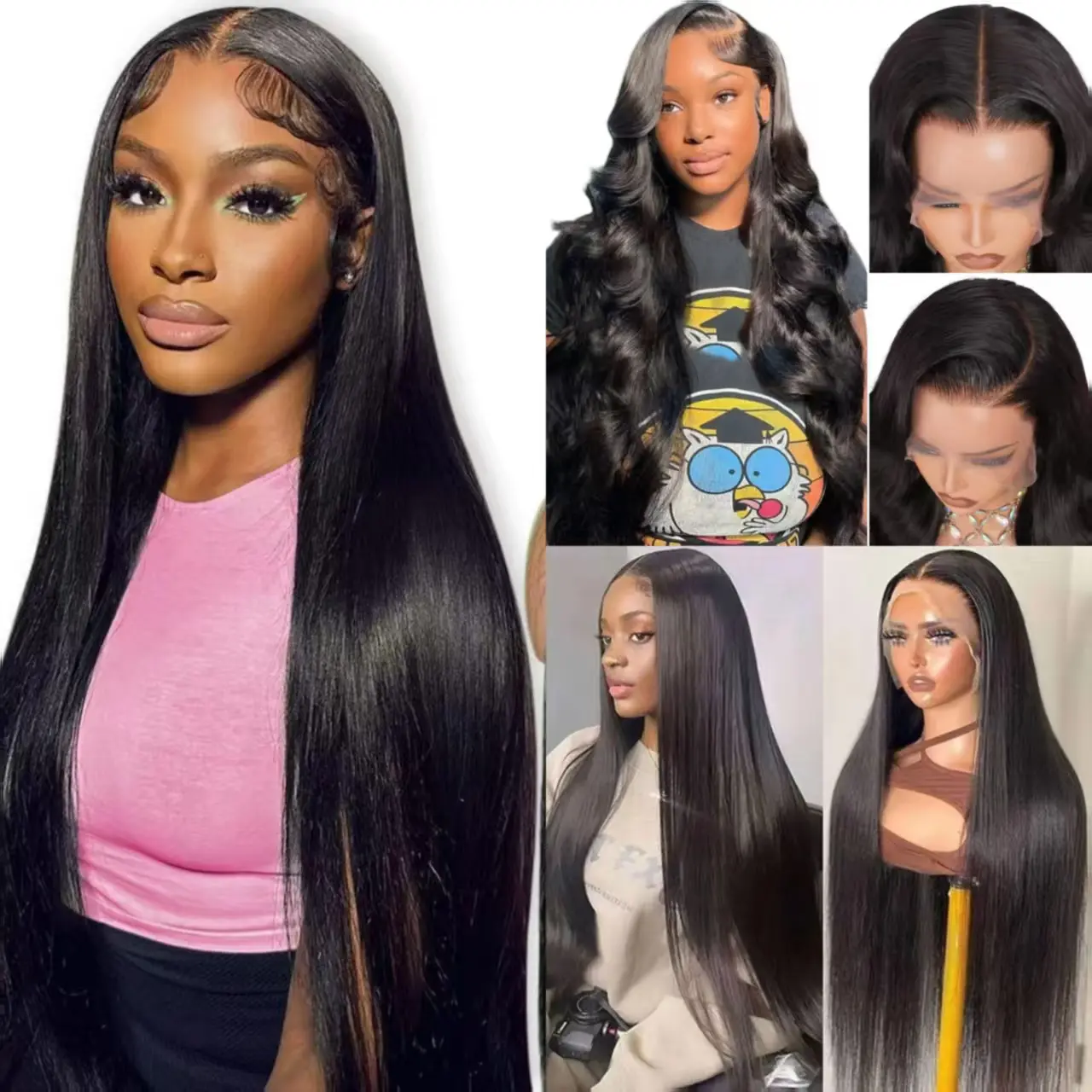 [Combo sale 24"&22"&22"] ' 3 wig' 13x4 Straight Hair Lace Front Wigs Human Hair Hair Pre PluckedHD Transparent Lace Frontal Human Hair Wigs 180%Density