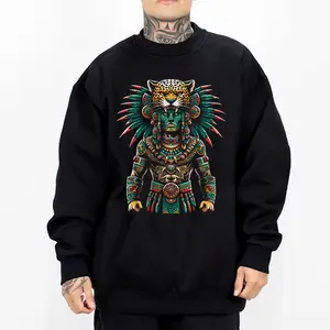 Chicano Clothing, Aztec Art Mex Clothes, Oversized Graphic Tee for Men & Women Medium Heavy Polyester Sweatshirt Loose Fit Casual Streetwear AZT23