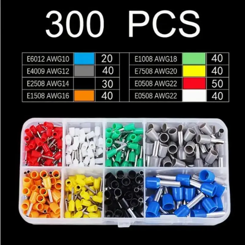 300-1900pcs Tubular Crimping Terminals Set with Hsc-86-4a/hsc-86-6a Wire Strippers, Non-Rechargeable Battery, Terminal Connectors, Terminal Kit, Wiring Kit