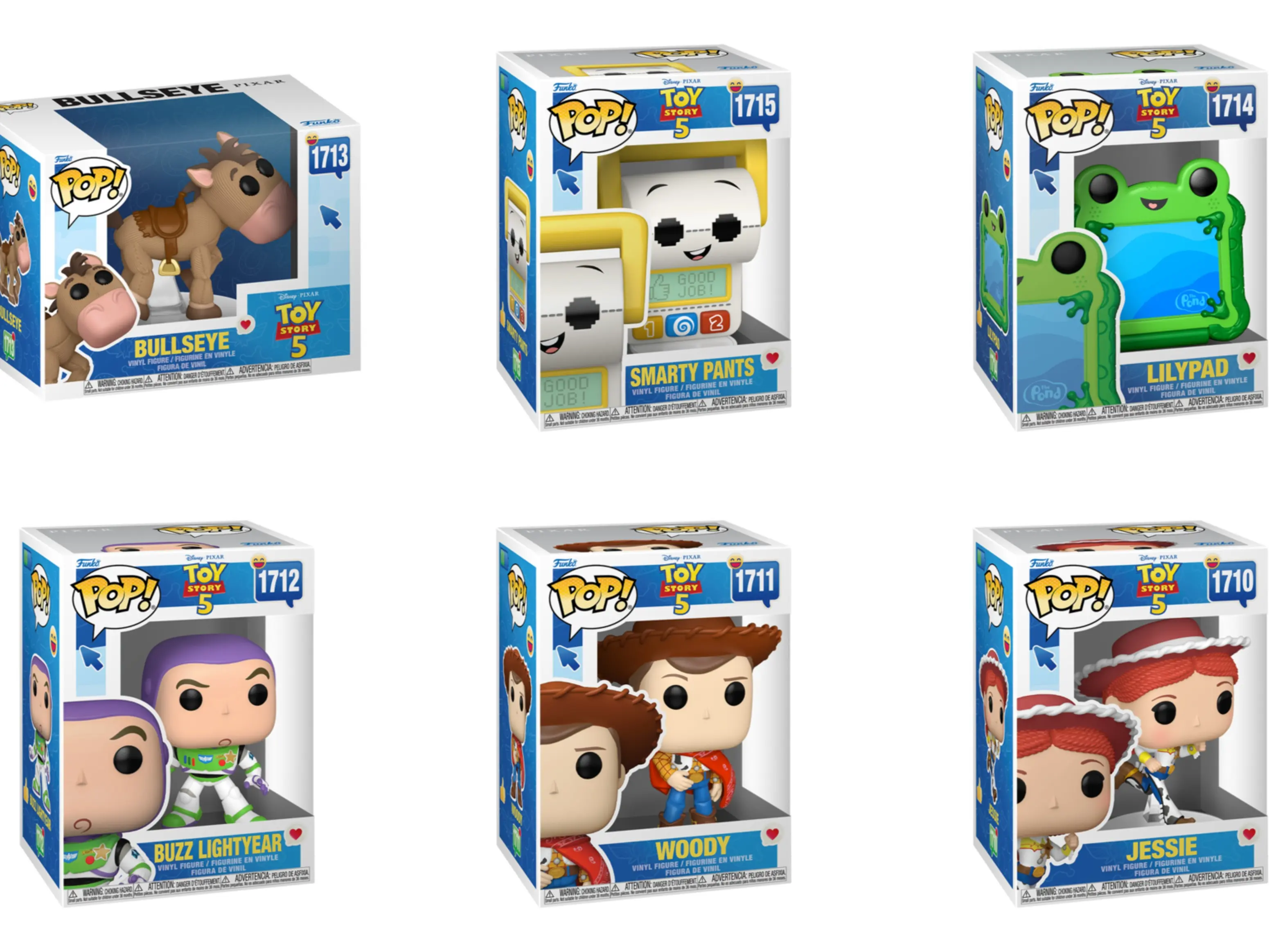 Funko Pop! Disney Pixar Toy Story 5 – Woody, Jessie, Buzz, Bullseye, Lily Pad & Smarty Pants Vinyl Figures